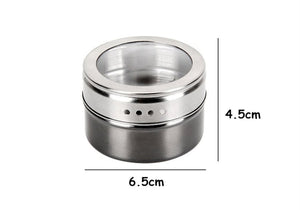 Magnetic Spice Jar Set With Stickers Stainless Steel
