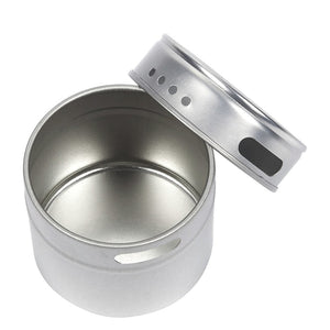 Magnetic Spice Jar Set With Stickers Stainless Steel