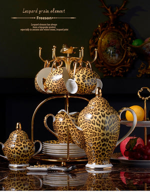 Noble Leopard Porcelain Coffee set