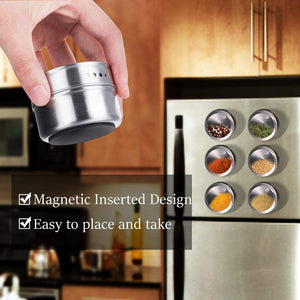 Magnetic Spice Jar Set With Stickers Stainless Steel