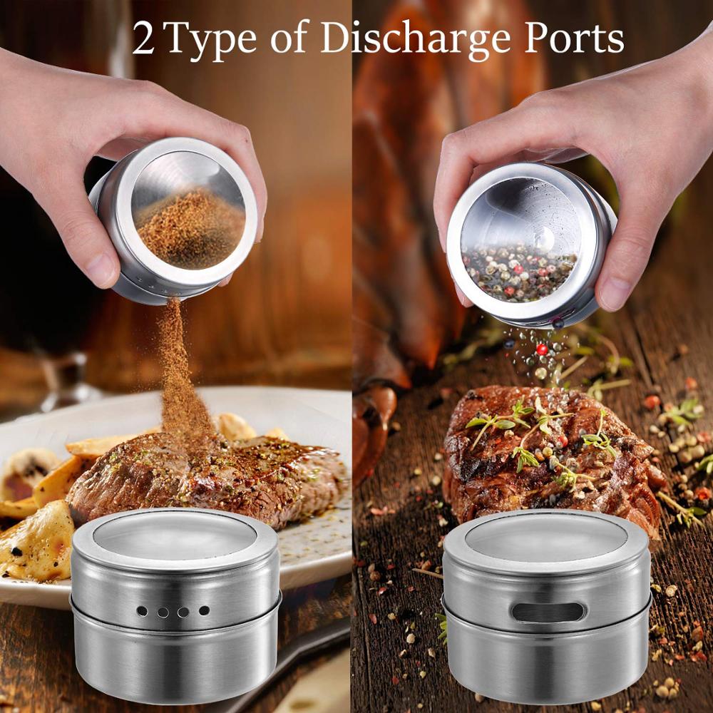 Magnetic Spice Jar Set With Stickers Stainless Steel