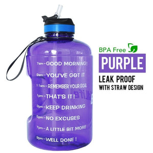 QuiFit 3.78L 2.2L 1.3L 128oz 1 Gallon Water Bottle with Straw Clear Plastic Drinking Bottles Big GYM Jug Cup BPA Free GYM Sports