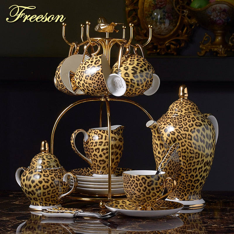 Noble Leopard Porcelain Coffee set