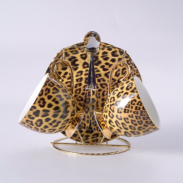 Noble Leopard Porcelain Coffee set
