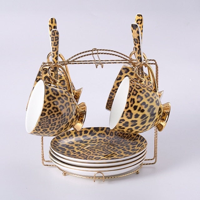 Noble Leopard Porcelain Coffee set
