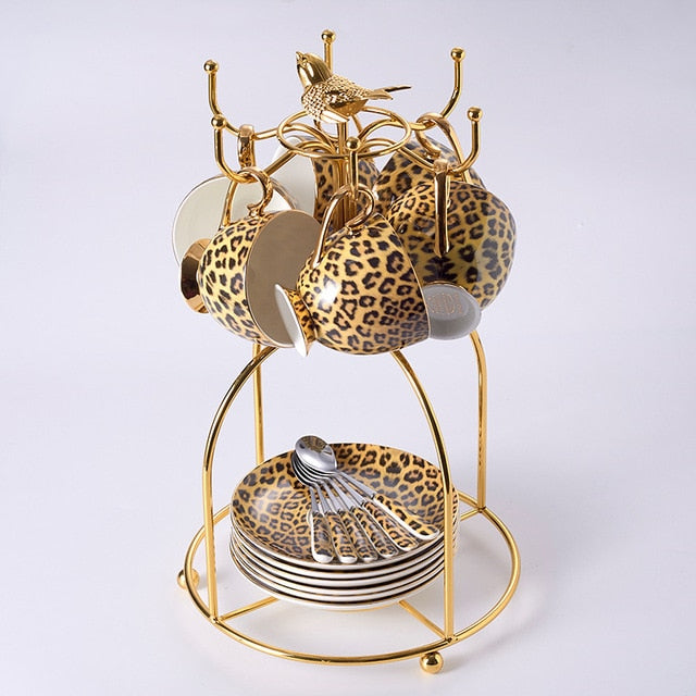 Noble Leopard Porcelain Coffee set