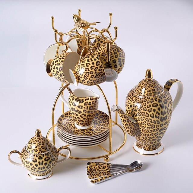 Noble Leopard Porcelain Coffee set